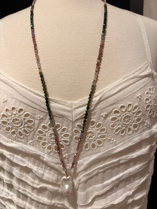 Tourmaline with Baroque Pearl Necklace