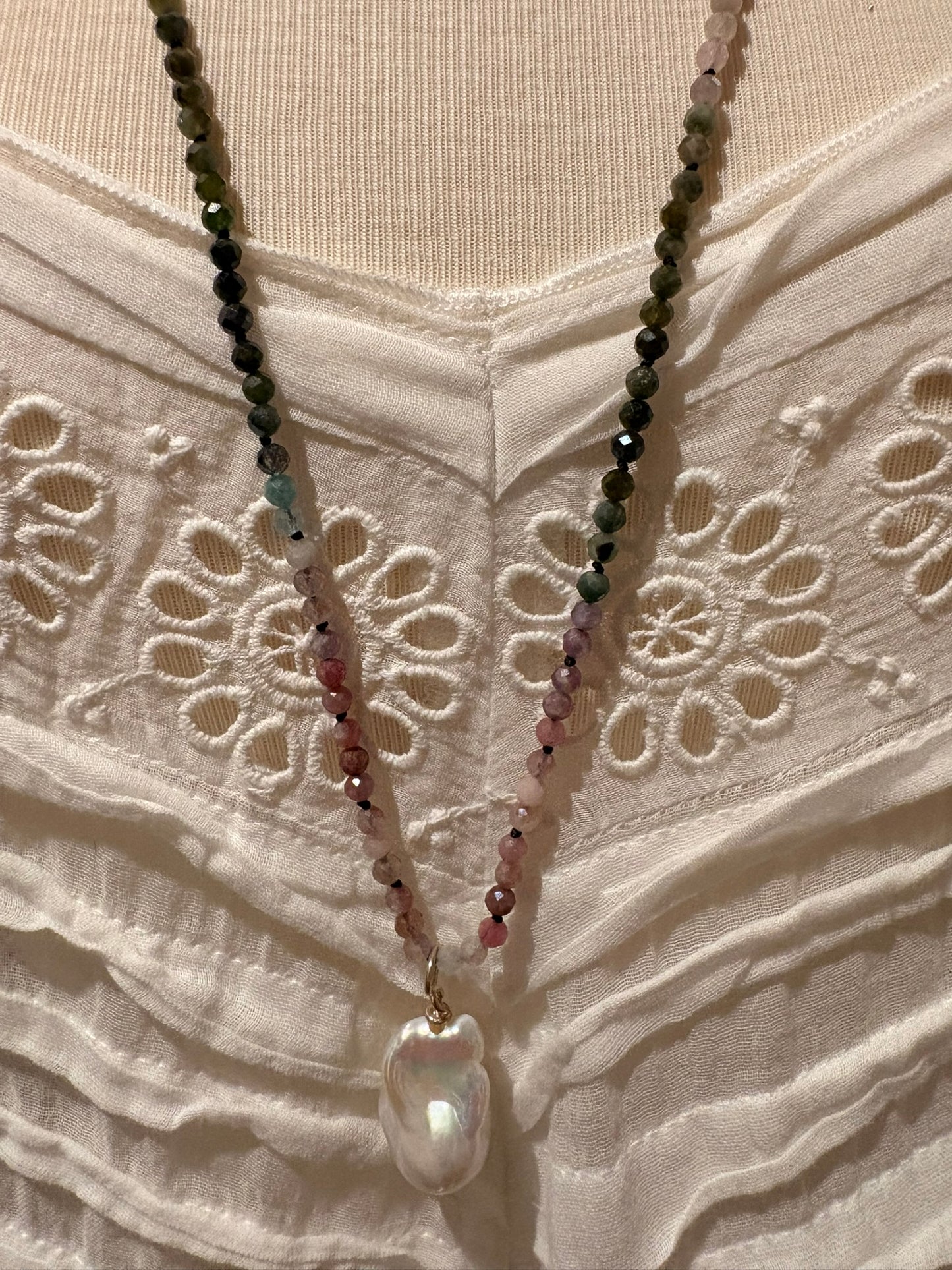 Tourmaline with Baroque Pearl Necklace
