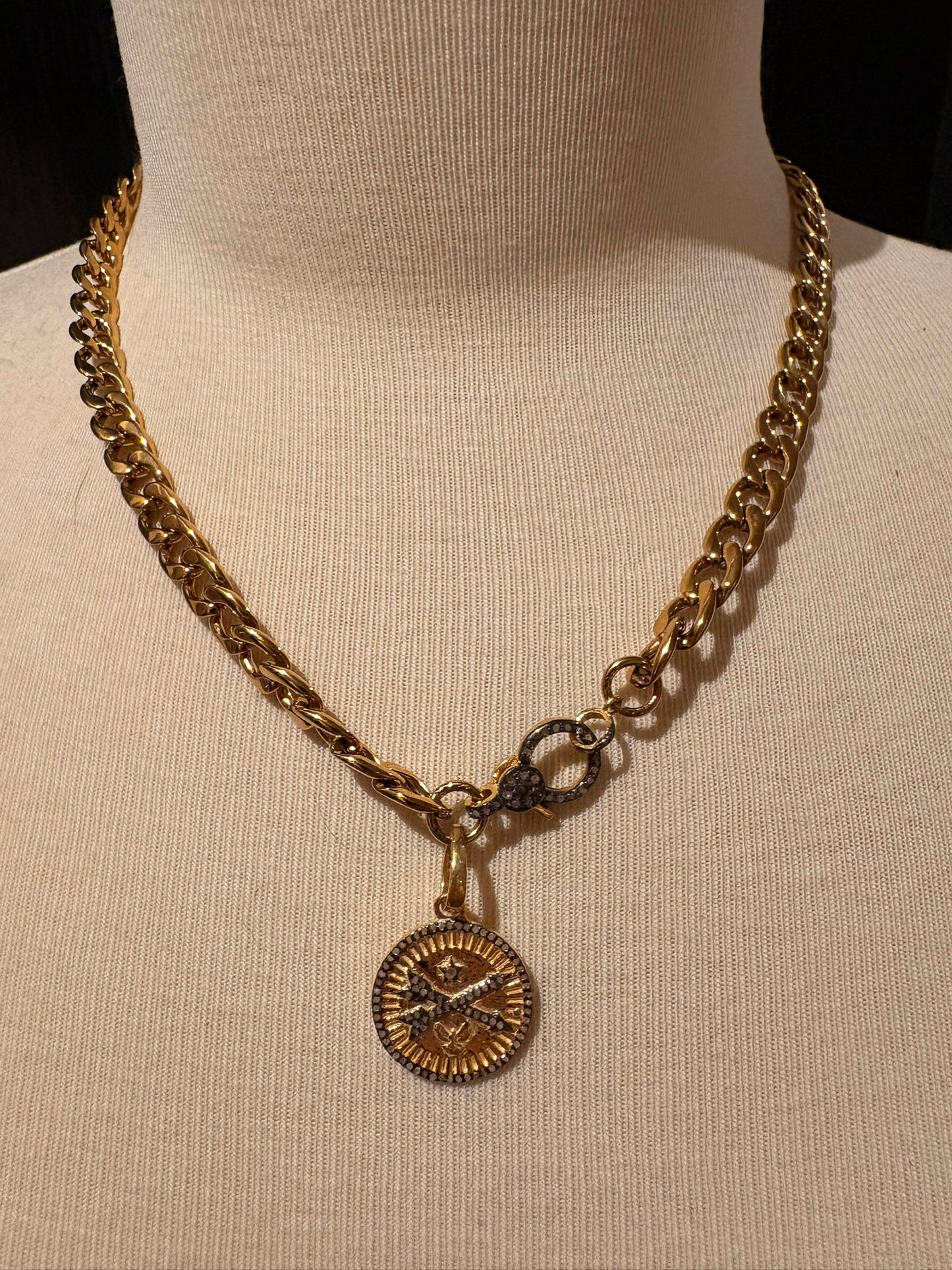 Gold Plated Chain with Diamond Arrow Necklace