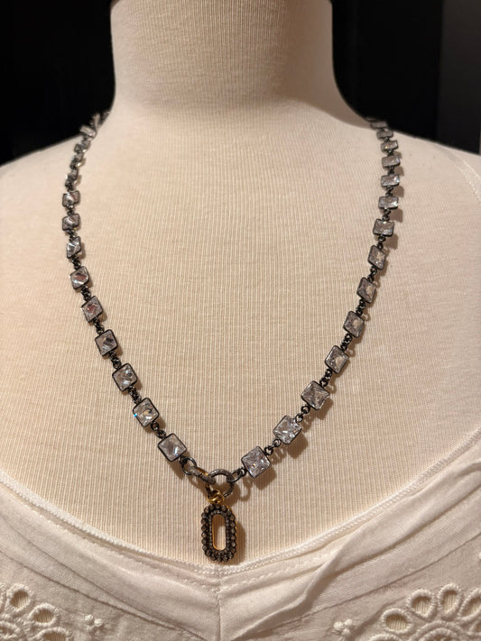 Cubic Zirconia with Diamond Clasp Pendant