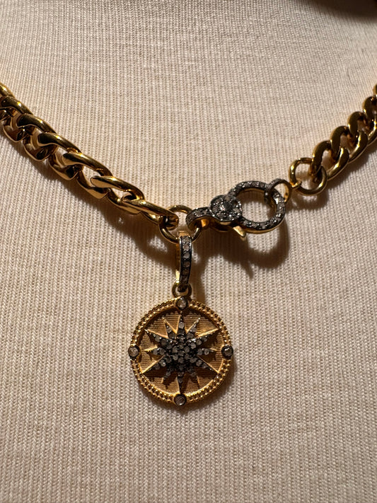 Gold Plated Chain with Diamond Starburst Pendant