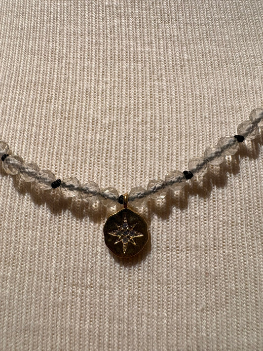 Lemon Quartz with Cubic Zirconia Star Pendant
