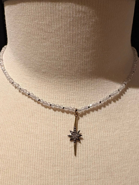 Cubic Zirconia with Diamond Star Pendant