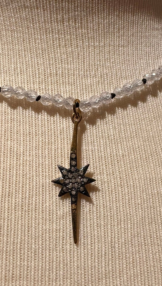 Cubic Zirconia with Diamond Star Pendant
