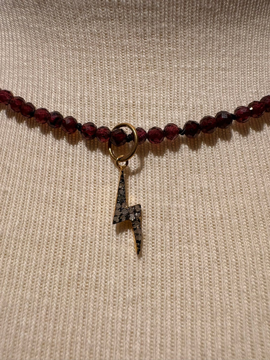 Garnet with Diamond Lightning Bolt Pendant