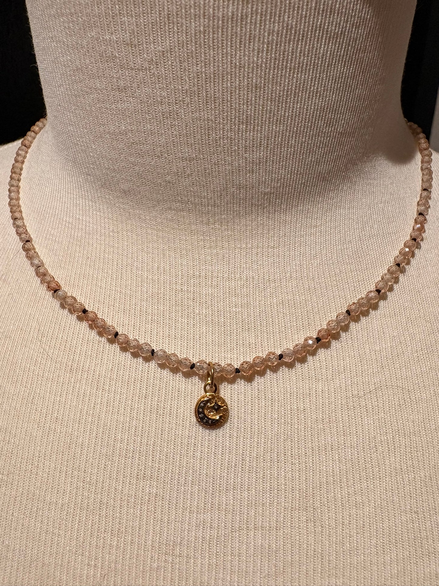 Cubic Zirconia with Diamond Star & Moon Pendant