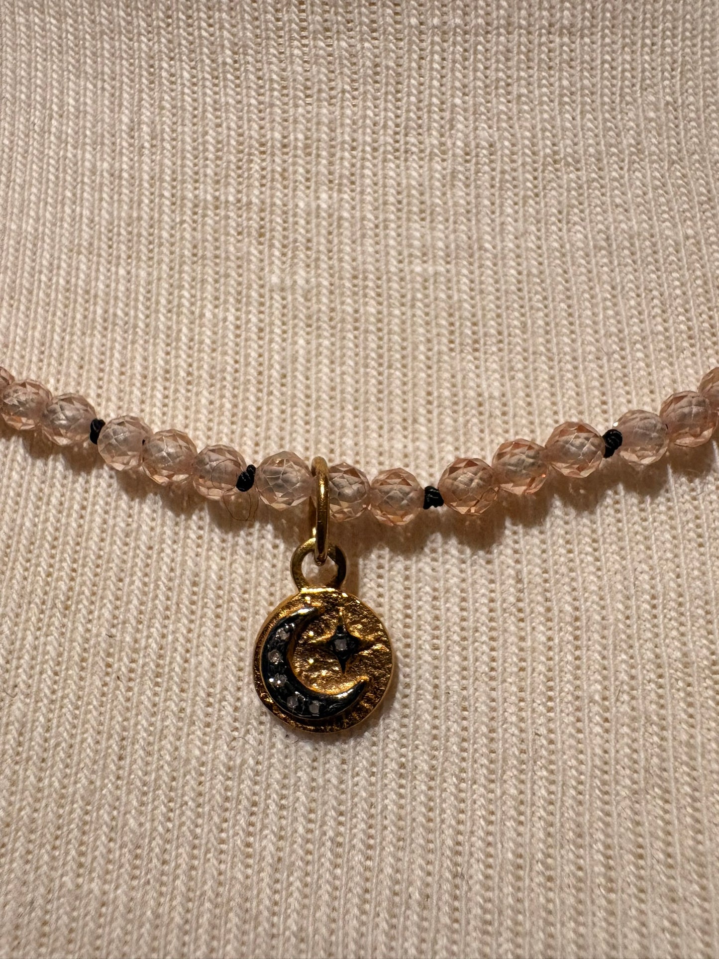 Cubic Zirconia with Diamond Star & Moon Pendant