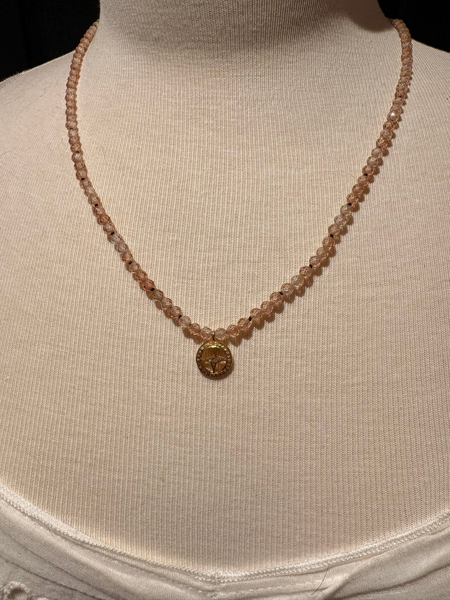 Cubic Zirconia with Pave Diamond Charm Pendant