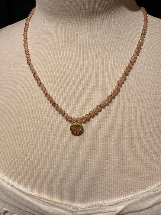 Cubic Zirconia with Pave Diamond Charm Pendant