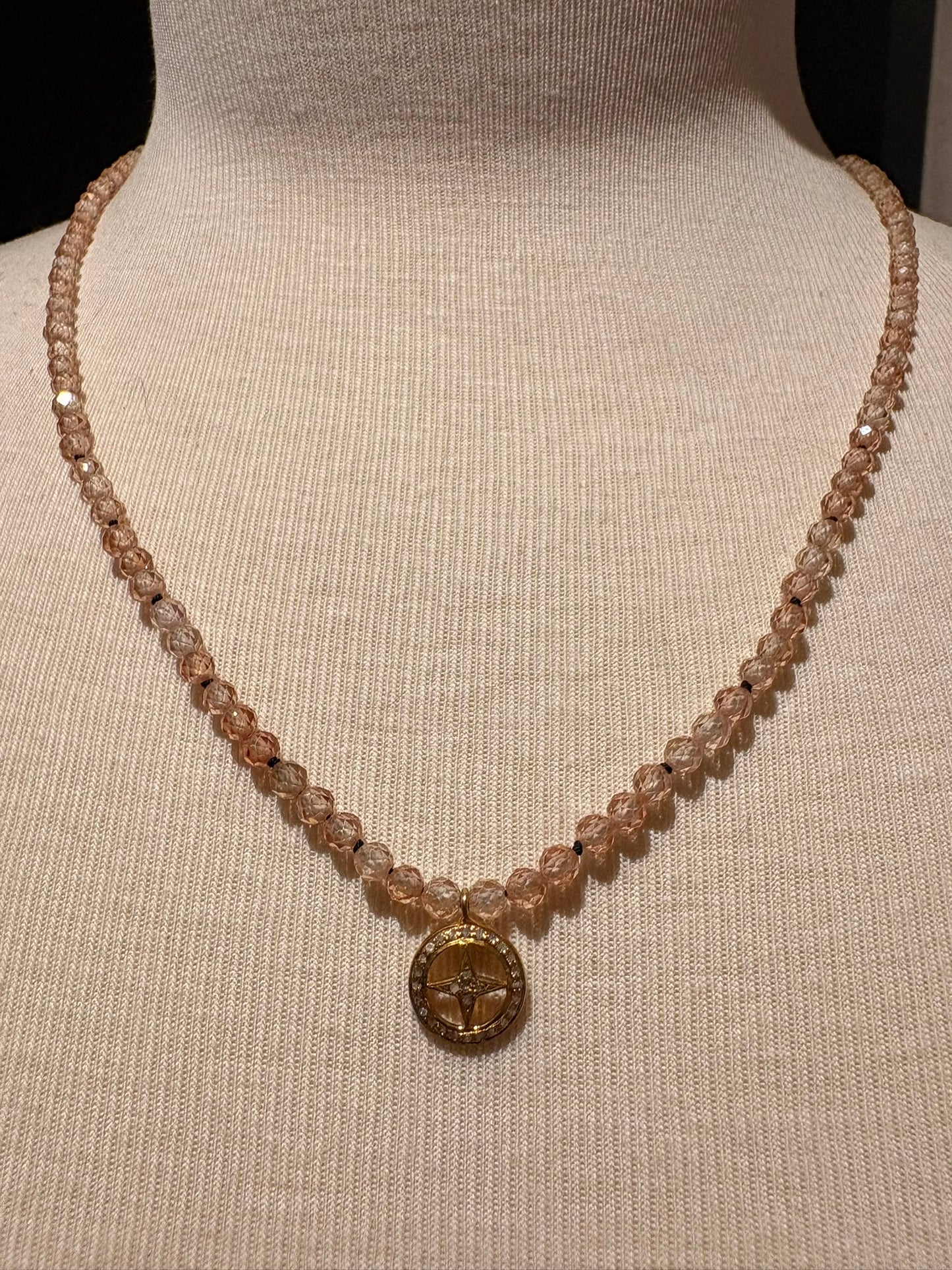 Cubic Zirconia with Pave Diamond Charm Pendant