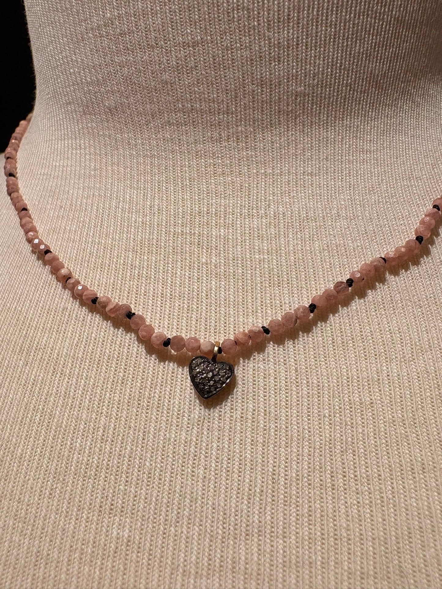 Rodochrosite with Diamond Heart Pendant