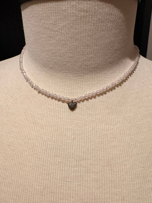 Cubic Zirconia with Diamond Heart Pendant