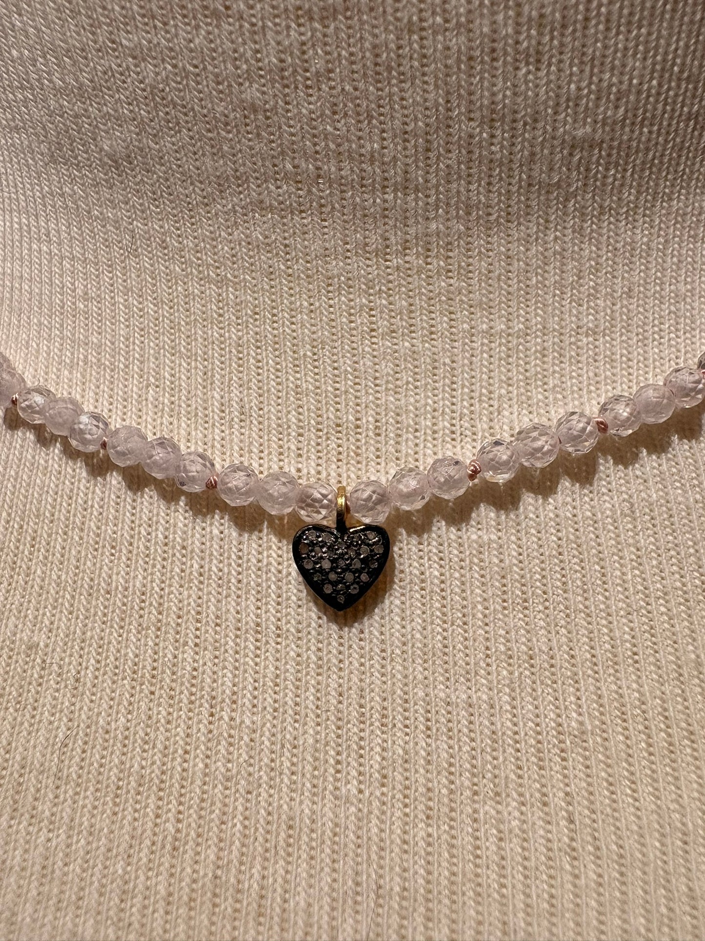 Cubic Zirconia with Diamond Heart Pendant