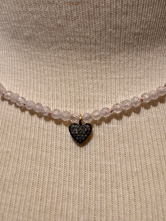 Cubic Zirconia with Diamond Heart Pendant