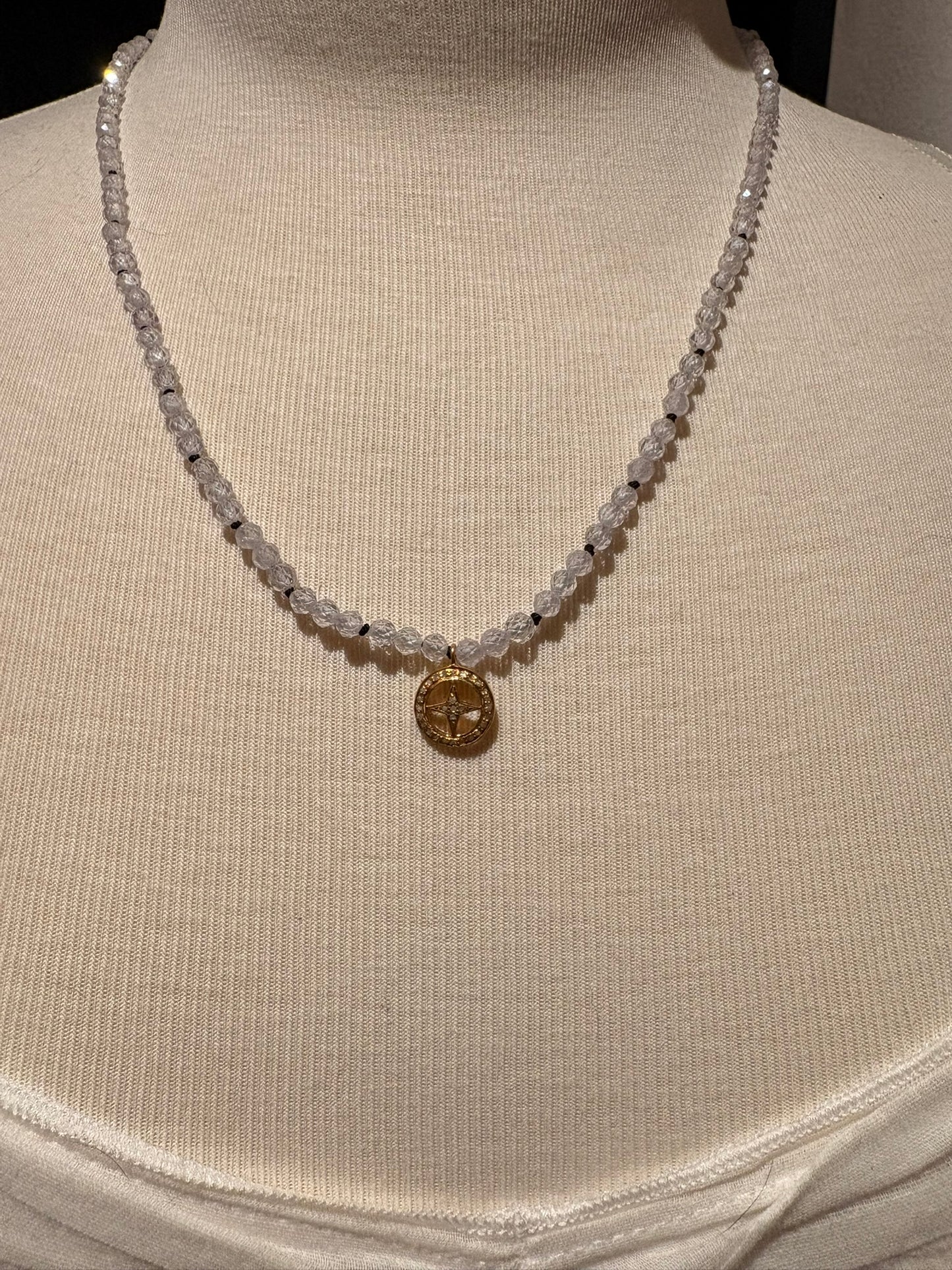 Cubic Zirconia with Star Diamond Pendant