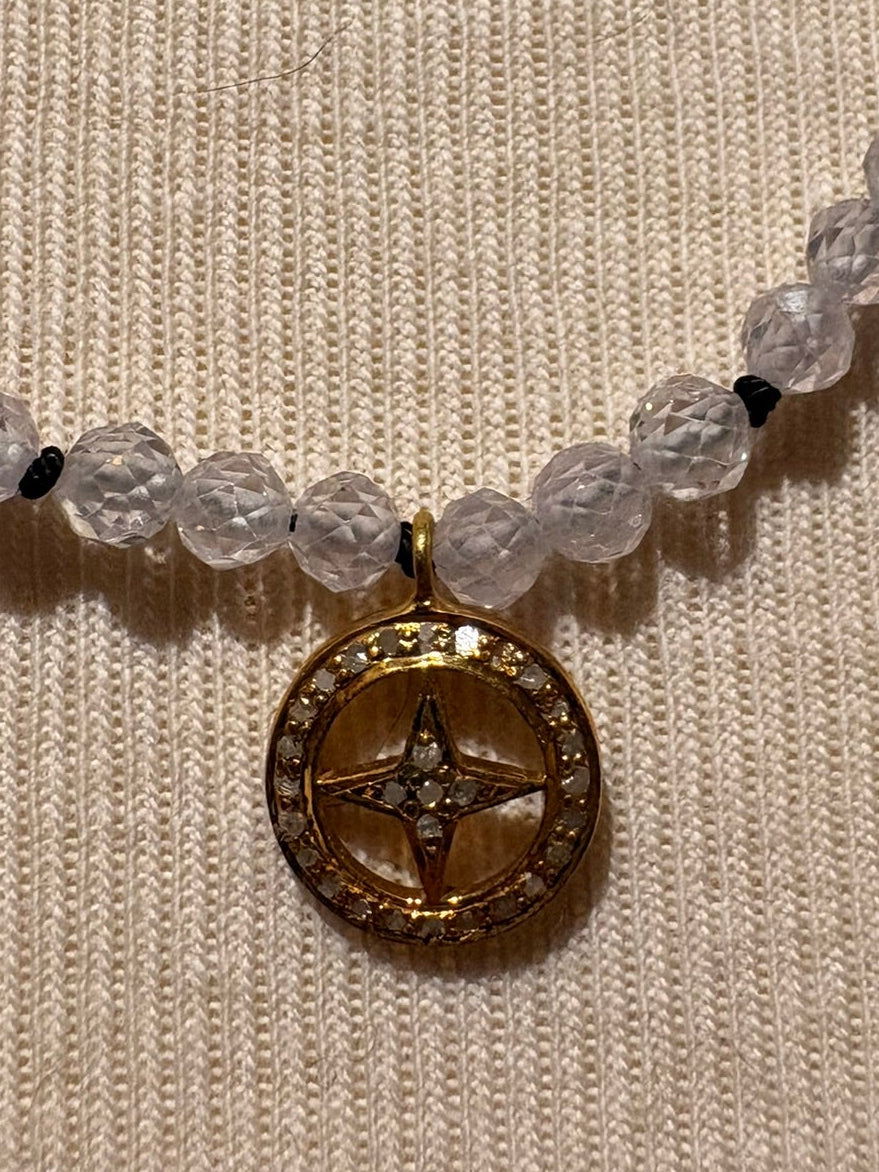 Cubic Zirconia with Star Diamond Pendant