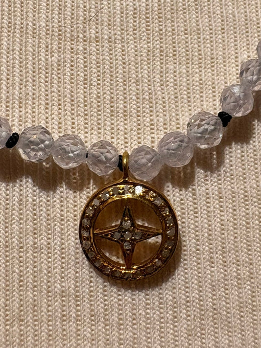 Cubic Zirconia with Star Diamond Pendant