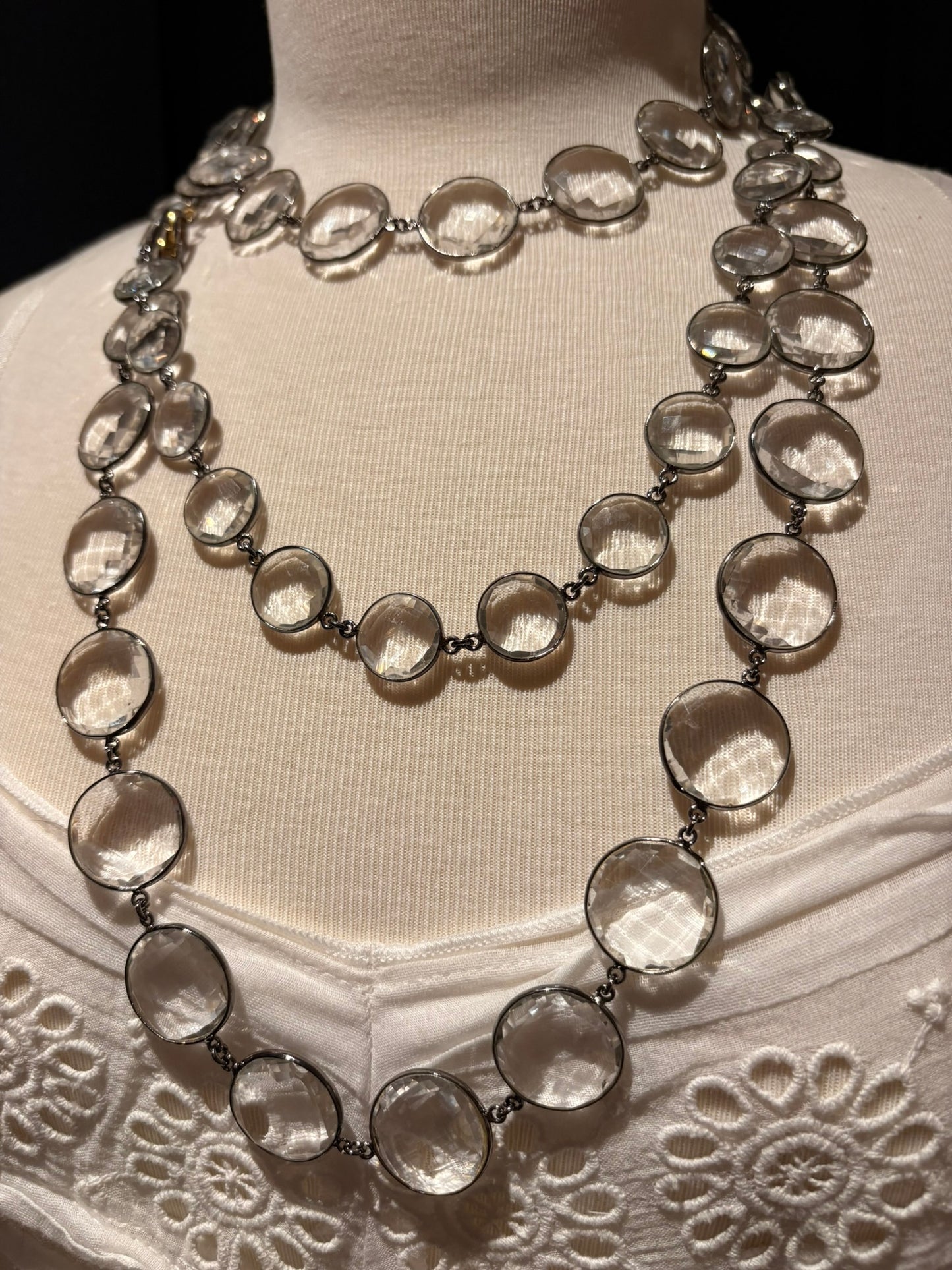 Quartz Chain with Diamond Clasp Necklace