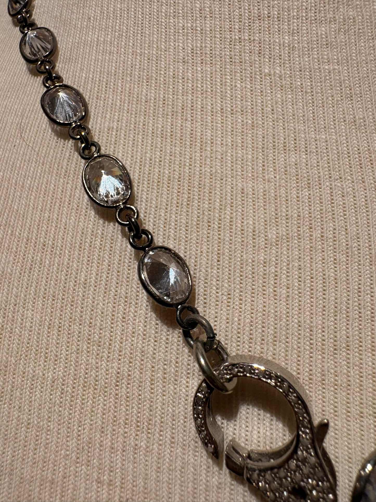 Cubic Zirconia Chain with Vintage Rhinestone Heart Pendant