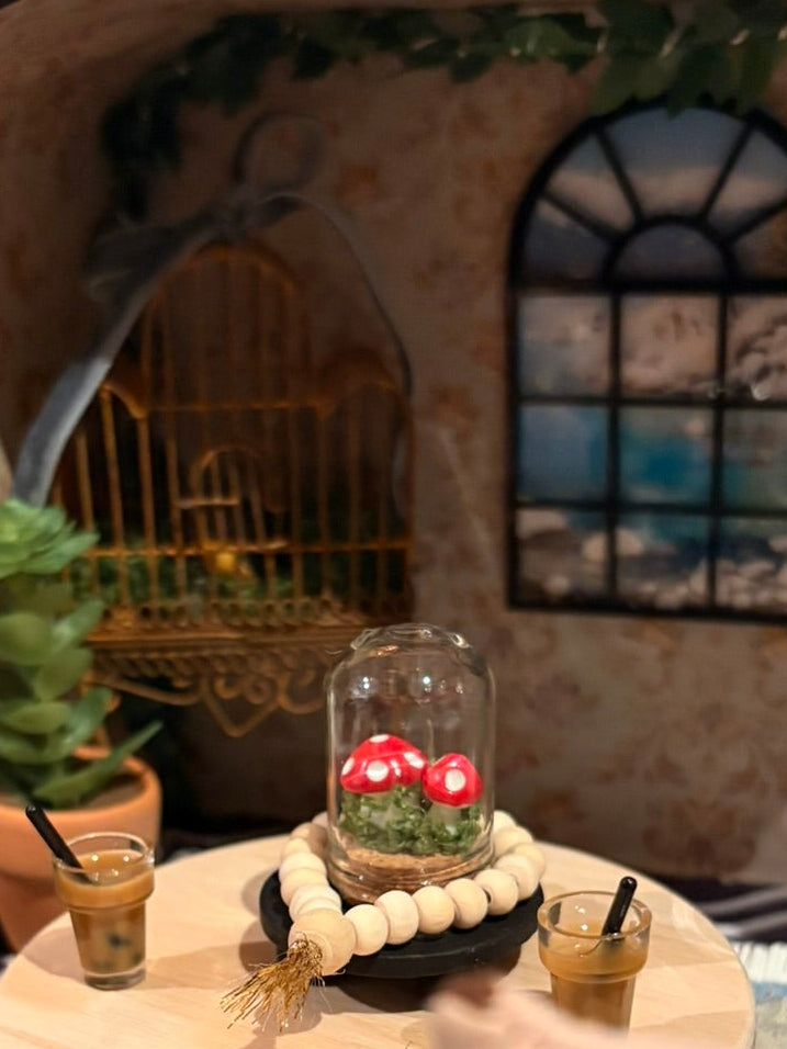 Handmade Secret Garden Lounge Dollhouse in a Paperboard Suitcase