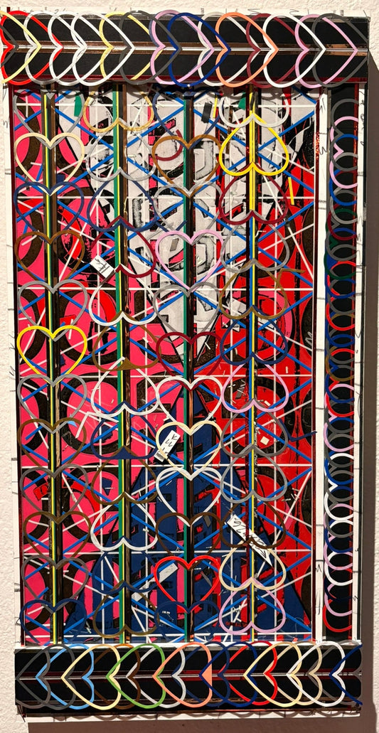 Electric Hearts - MIxed Media - 12"x24"