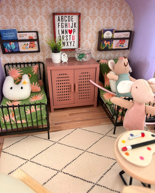 Handmade Storybook Bedroom Dollhouse in a Suitcase