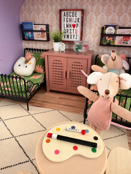 Handmade Storybook Bedroom Dollhouse in a Suitcase