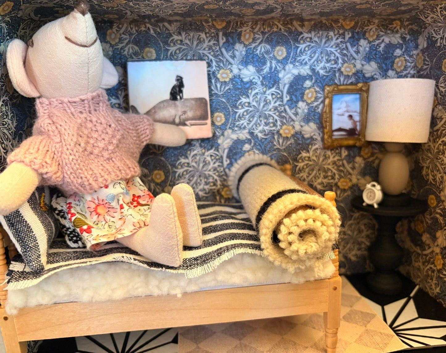 Handmade Après Ski Chalet Dollhouse in a Vintage Suitcase