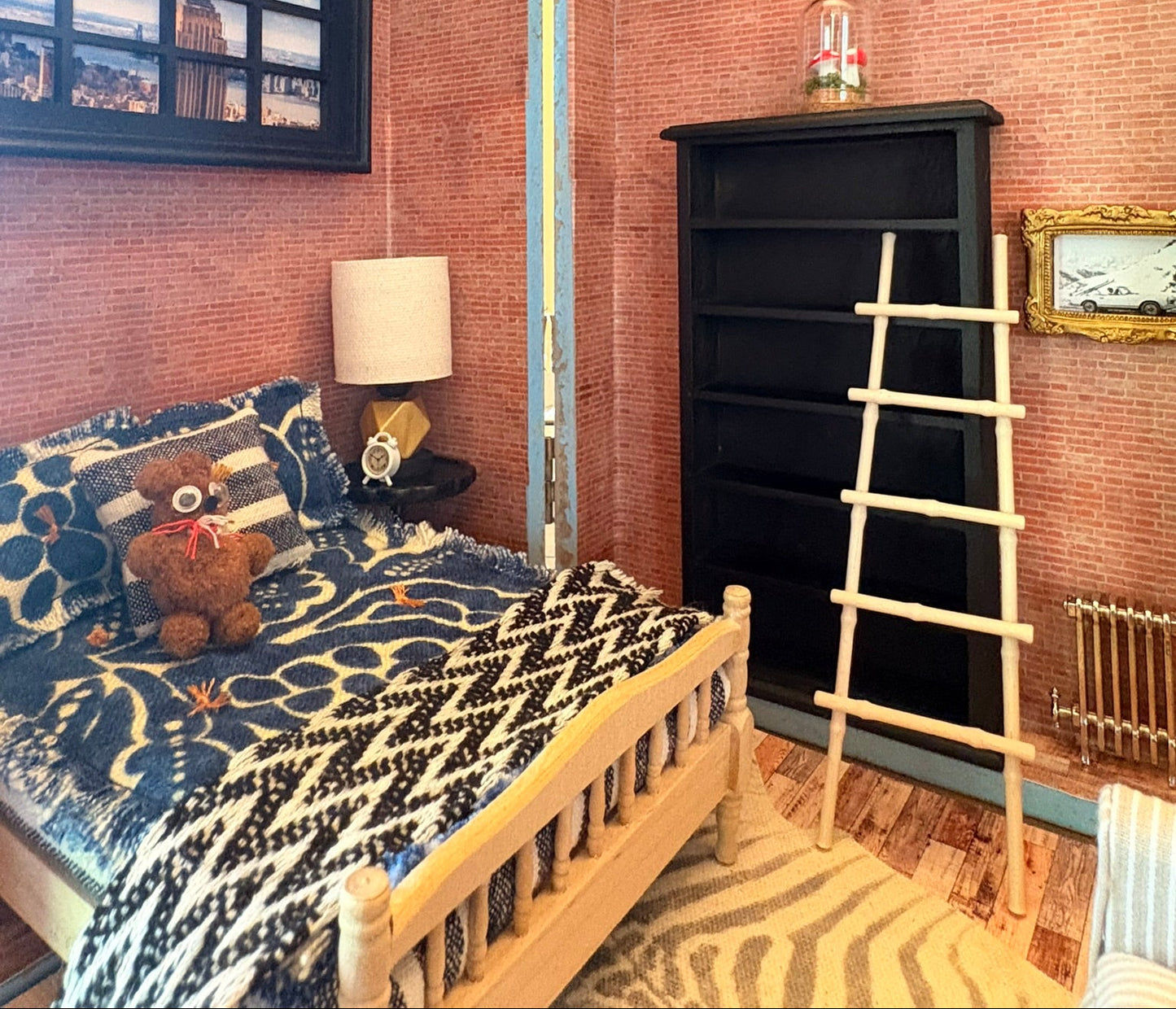 Handmade New York City Loft Dollhouse in a Vintage Suitcase