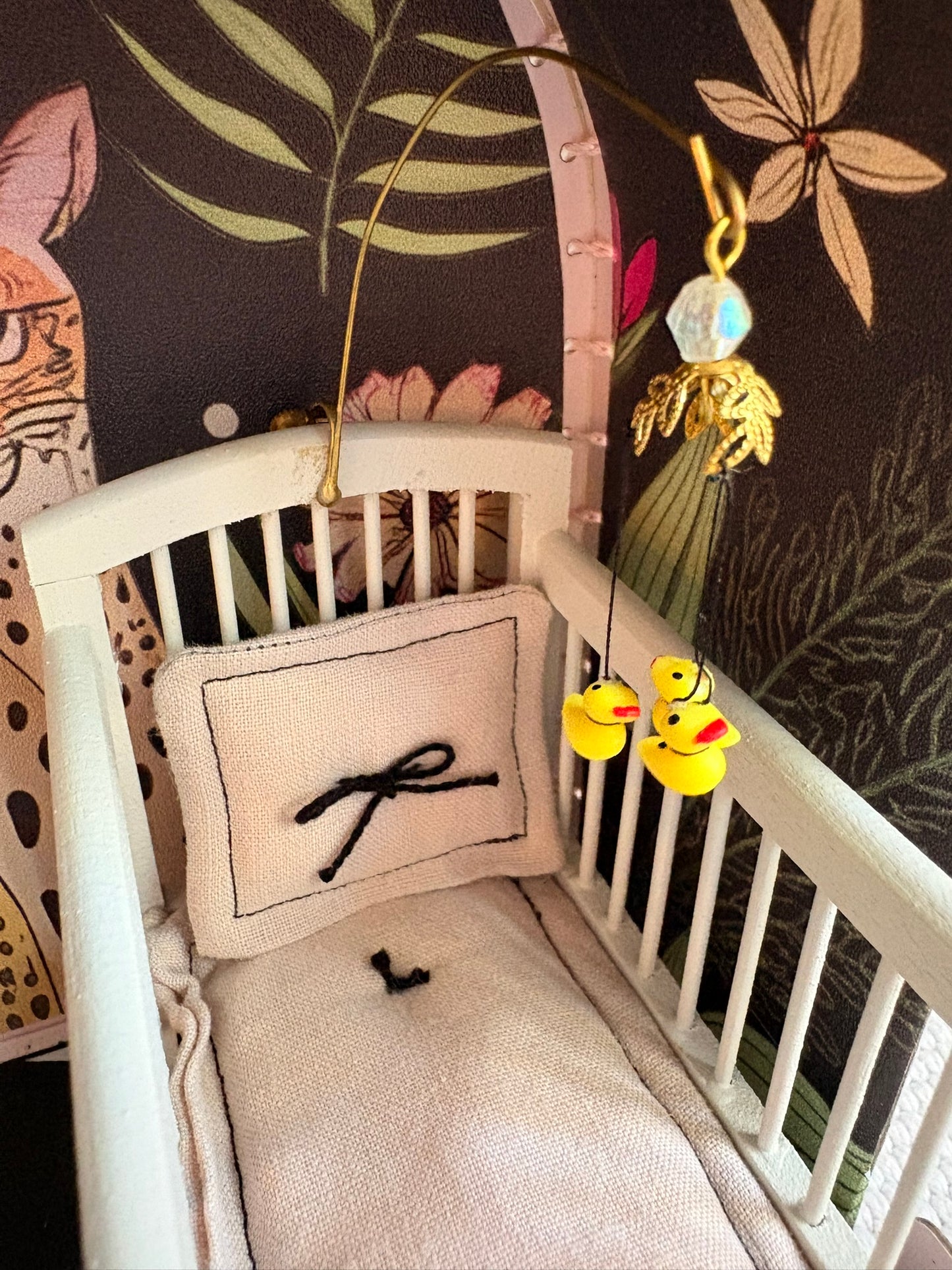 Handmade Enchanted Nursery Dollhouse in a Paperboard Suitcase