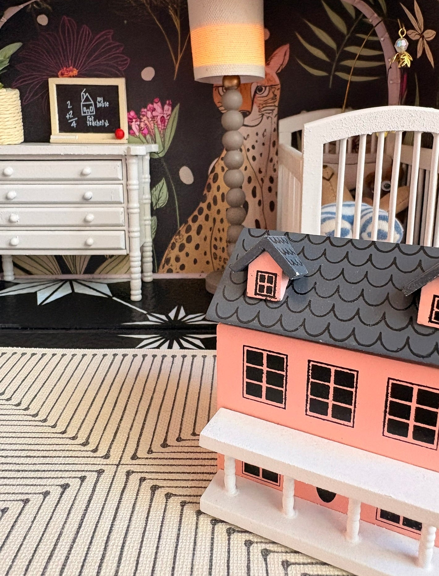 Handmade Enchanted Nursery Dollhouse in a Paperboard Suitcase