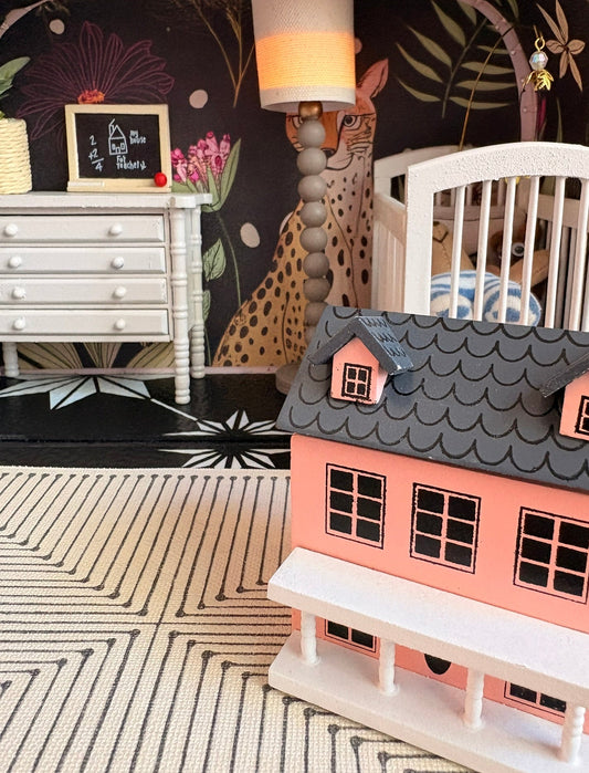 Handmade Enchanted Nursery Dollhouse in a Paperboard Suitcase