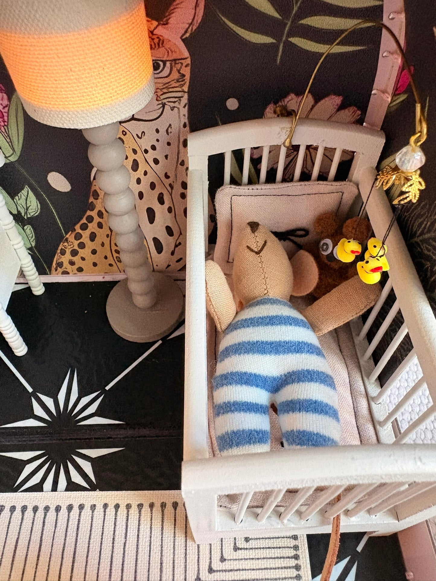 Handmade Enchanted Nursery Dollhouse in a Paperboard Suitcase