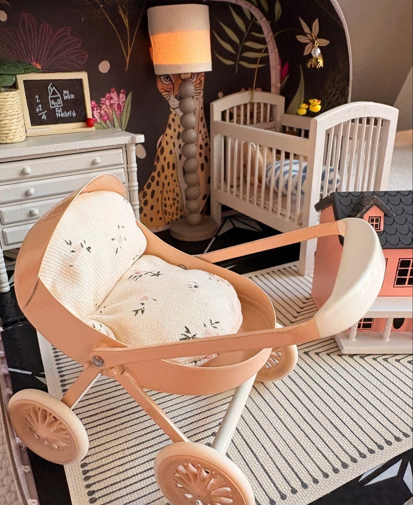 Handmade Enchanted Nursery Dollhouse in a Paperboard Suitcase