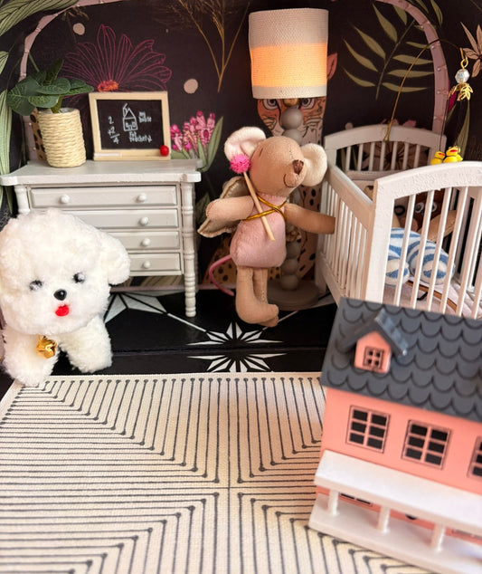 Handmade Enchanted Nursery Dollhouse in a Paperboard Suitcase
