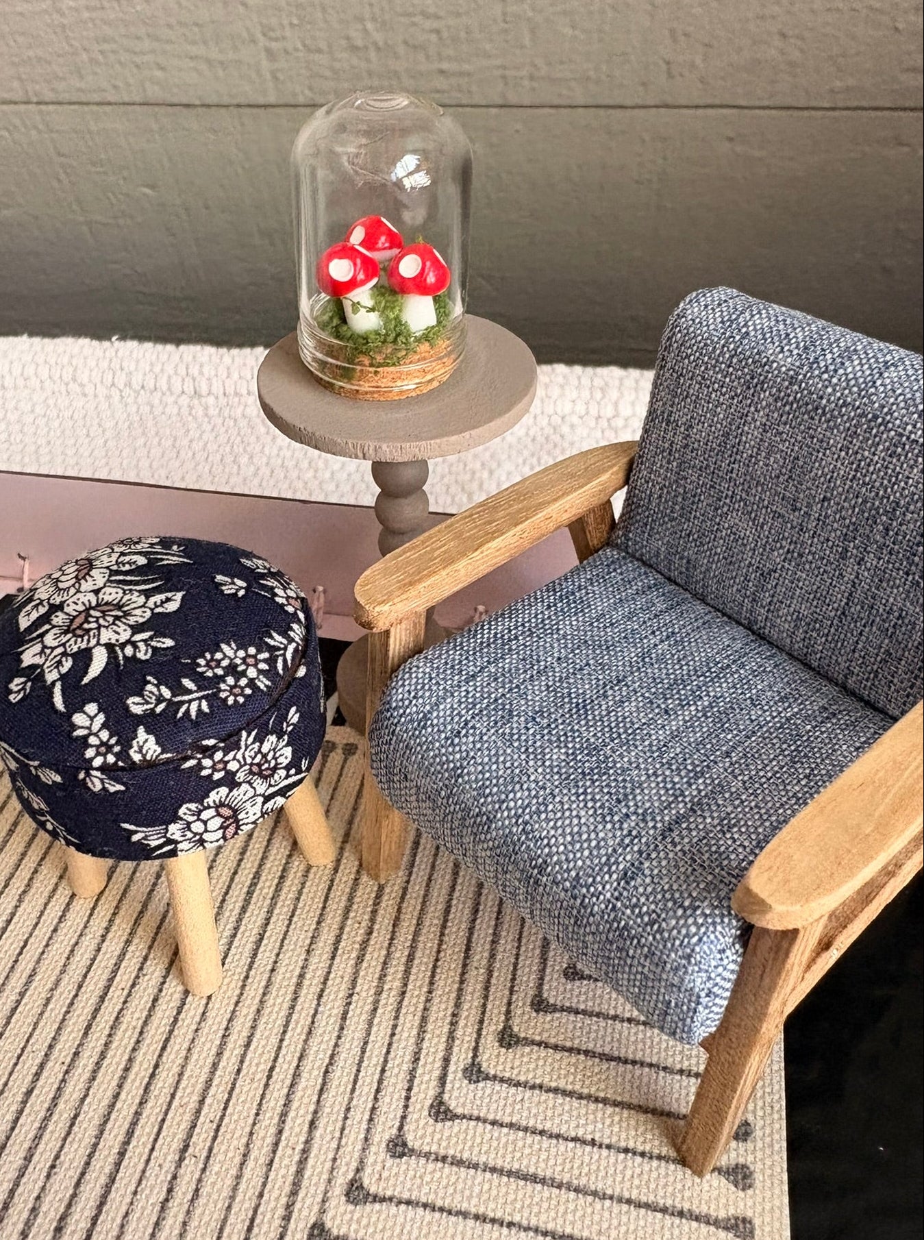 Handmade Cozy Bedroom Dollhouse in a Paperboard Suitcase
