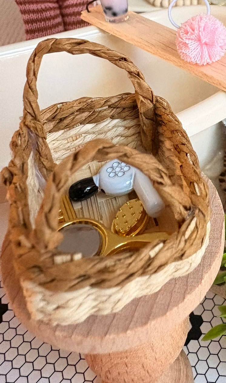 Handmade Miniature Bathroom Room Box with Clawfoot Tub in Paperboard Suitcase
