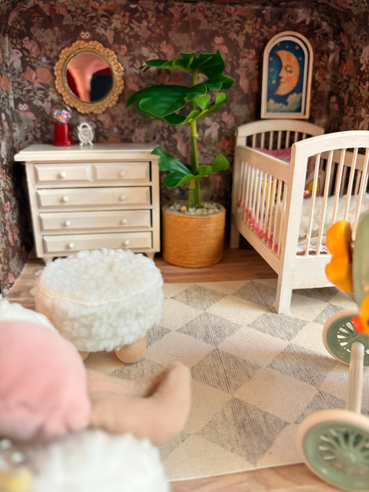 Whimsical Woodland Nursery Dollhouse in Paperboard Suitcase