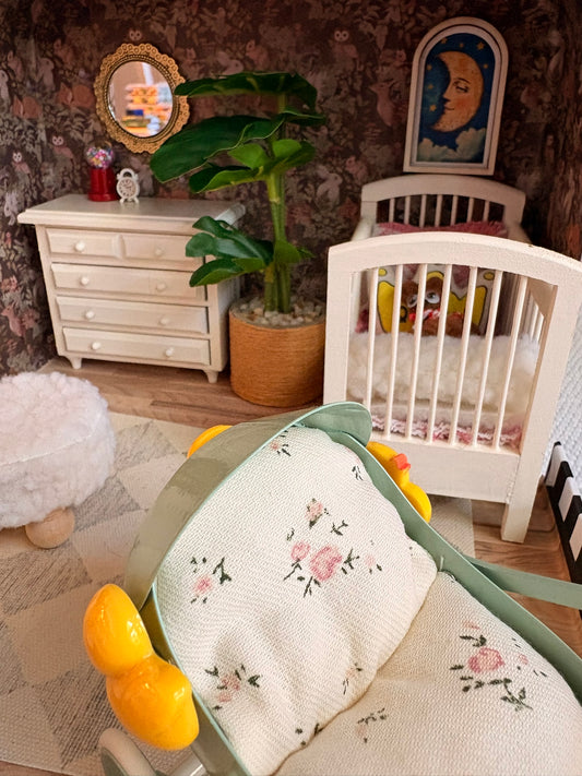 Whimsical Woodland Nursery Dollhouse in Paperboard Suitcase
