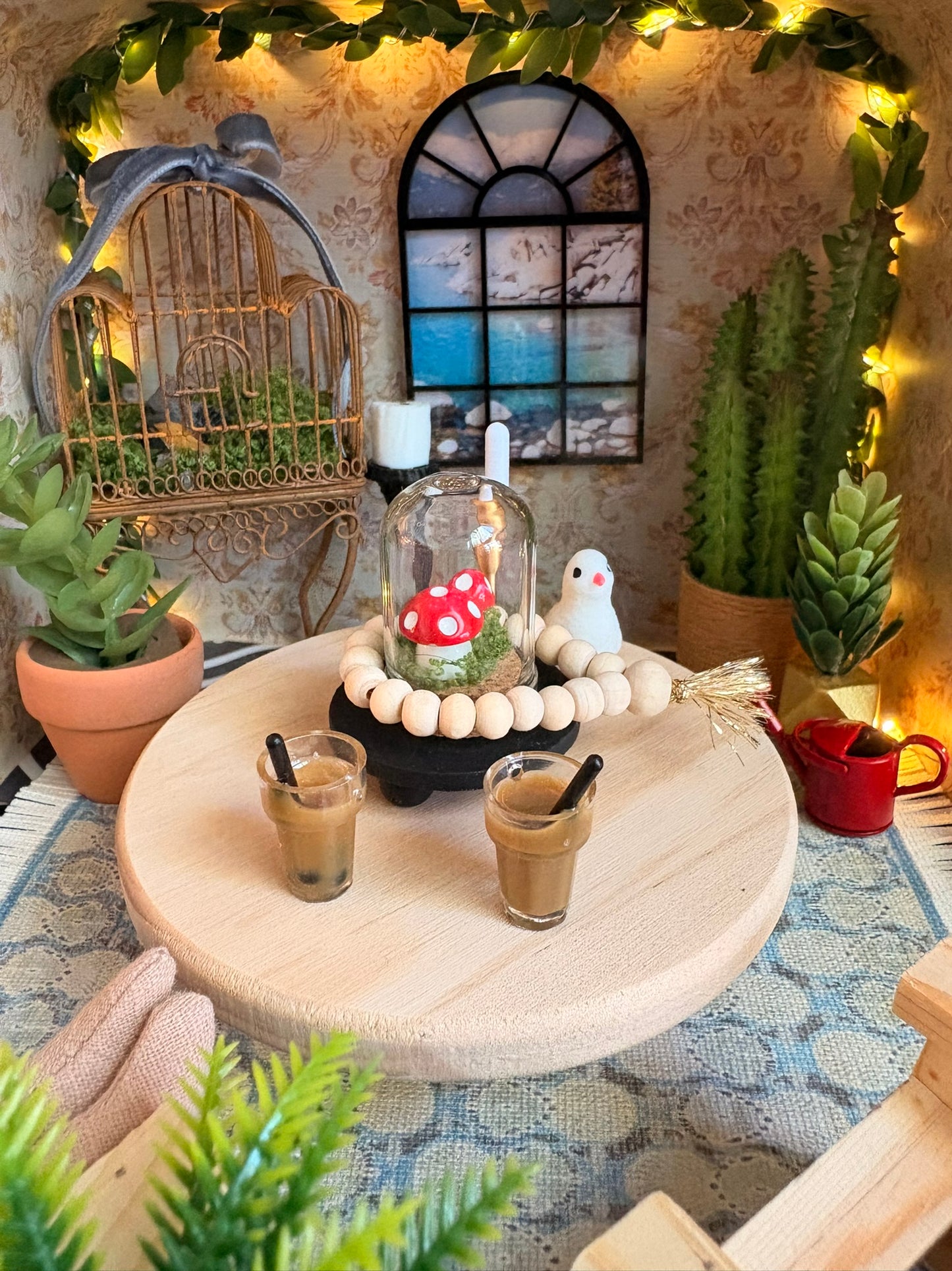 Enchanted Garden Dollhouse in Polka Dot Paperboard Suitcase
