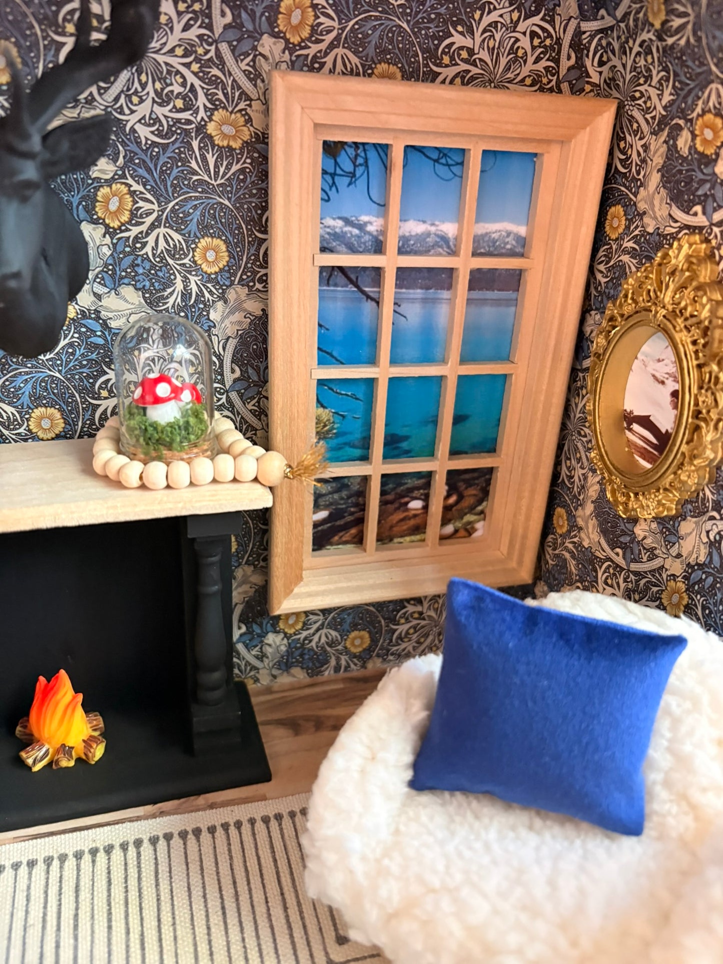 Cozy Woodland Lodge Dollhouse in Polka Dot Paperboard Suitcase