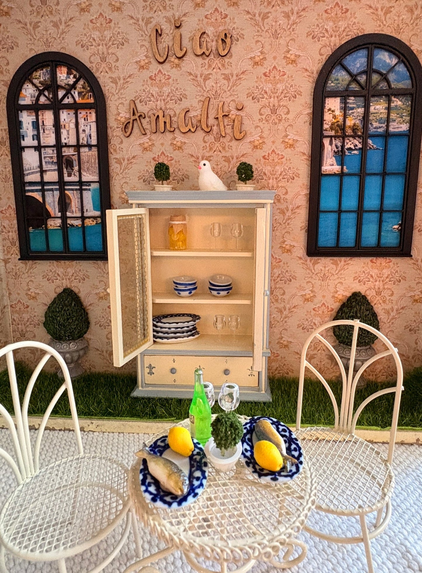 Ciao Amalfi Italian Villa Dollhouse in Vintage Suitcase