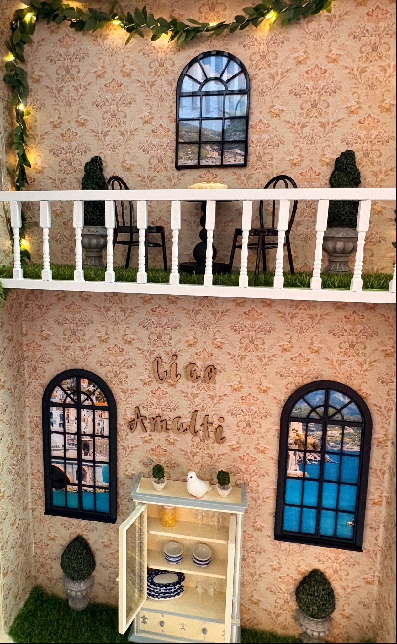 Ciao Amalfi Italian Villa Dollhouse in Vintage Suitcase