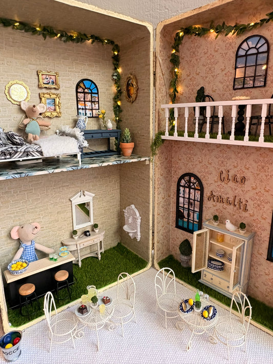 Ciao Amalfi Italian Villa Dollhouse in Vintage Suitcase