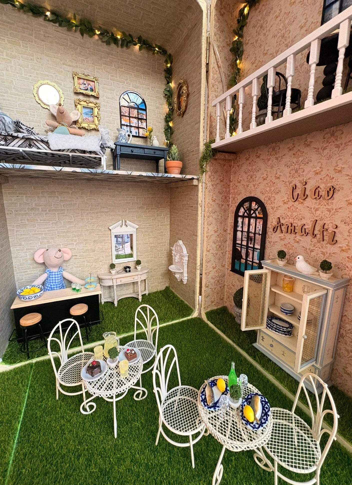 Ciao Amalfi Italian Villa Dollhouse in Vintage Suitcase