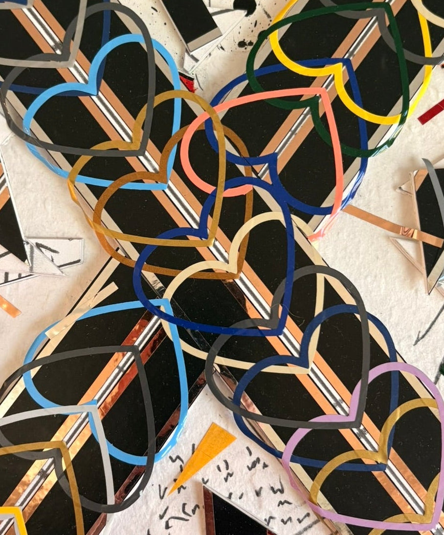 Interwoven Hearts - Mixed Media: 9"x12"
