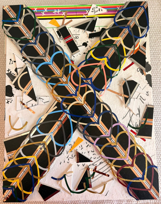 Interwoven Hearts - Mixed Media: 9"x12"