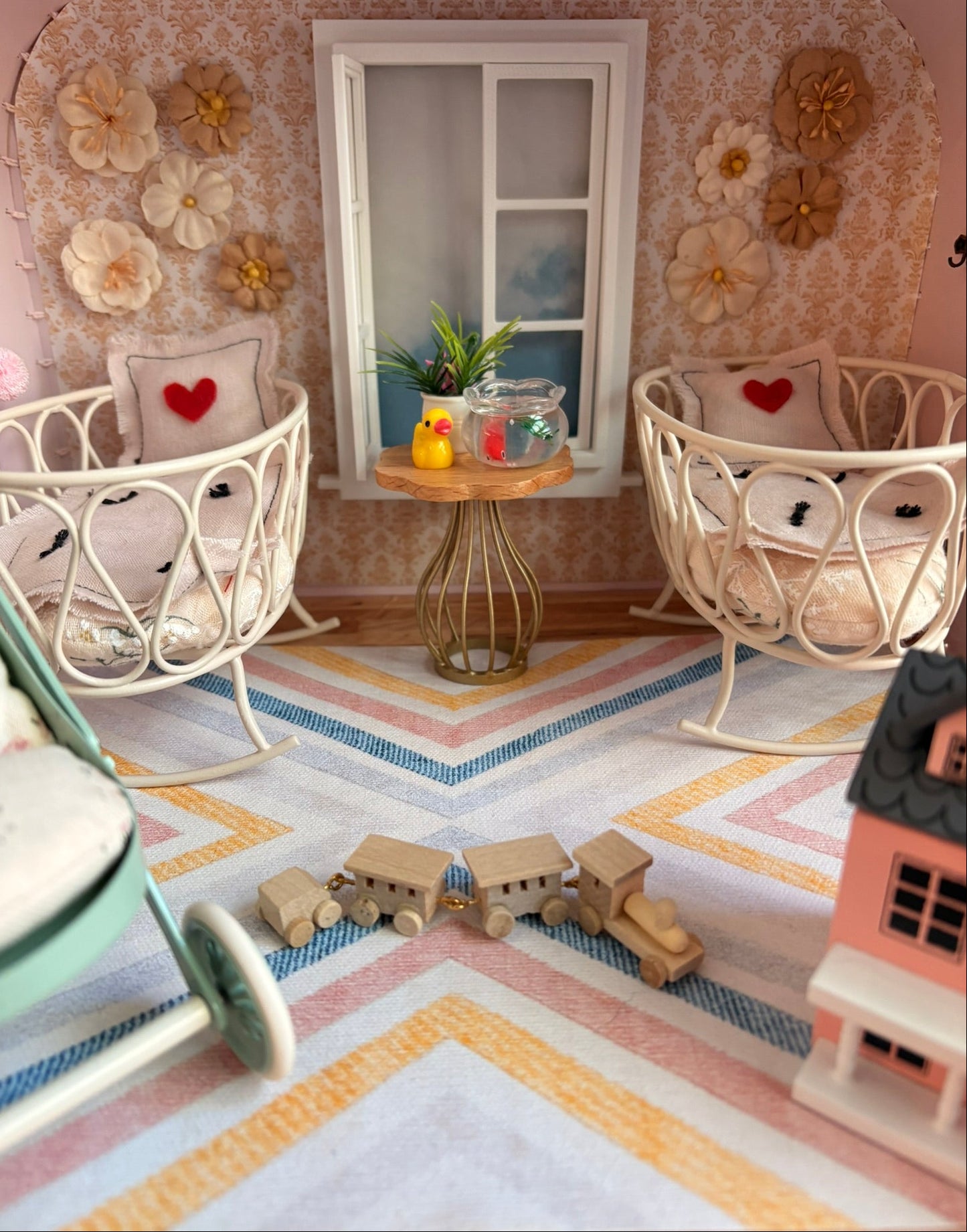 Handmade Sweetheart Nursery Paperboard Suitcase Dollhouse