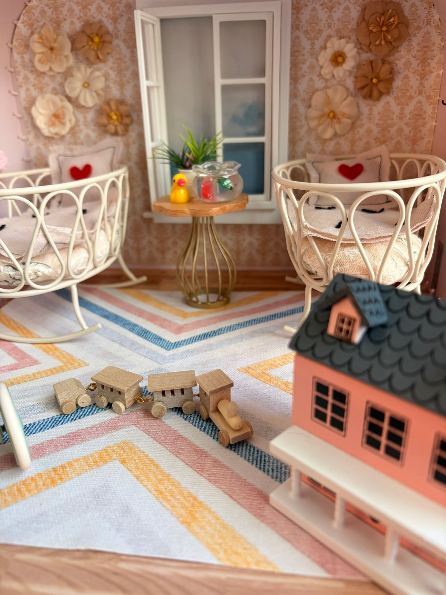 Handmade Sweetheart Nursery Paperboard Suitcase Dollhouse