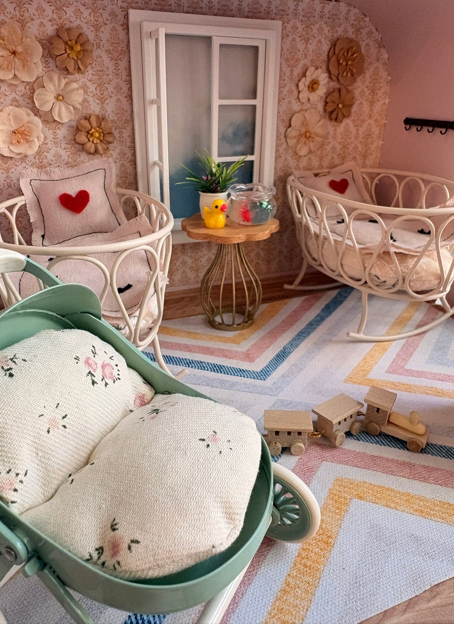 Handmade Sweetheart Nursery Paperboard Suitcase Dollhouse